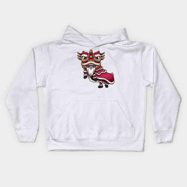 Lion Dance Chinese New Year Kids Hoodie by TheMaskedTooner